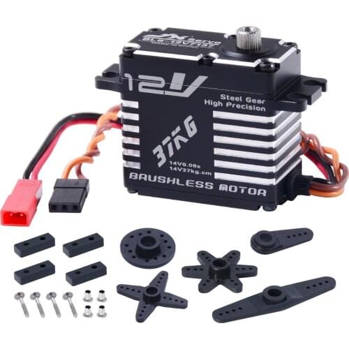 JX BLS-12V7137 37kg High Precision Steel Gear Full CNC Digital Brushless Servo for RC Car Crawler Boat Airplane