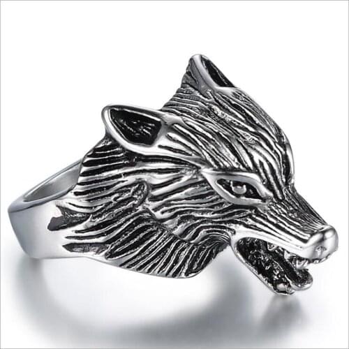 Rings for Jewelry Nordic Viking Fox titanium steel ring men and women personality animal head ring Viking jewelry