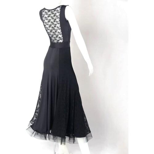 Lace Ballroom Dance Dress Women Sexy Performance Costume Black Tango Dress Summer Modern Dance Outfit Waltz Dancewear JL3399