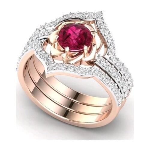 Fashion jewelry rose gold zircon set ring charm female ring accessories creative design new style