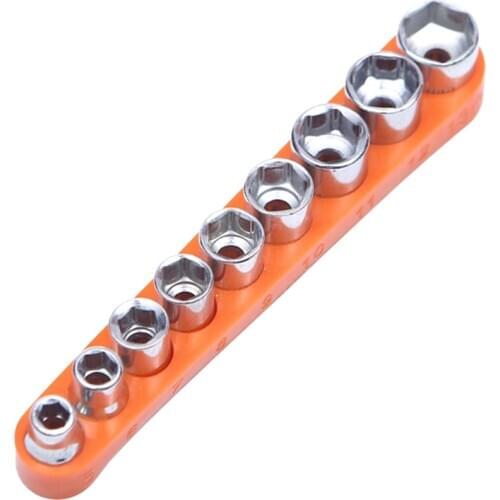 9pcs 1/4 inch Drive 5-13mm Hex Bit Metric Socket Wrench Head Set Sleeve Wrench Adapter Auto Repair Hand Tool Nut Removal Tools