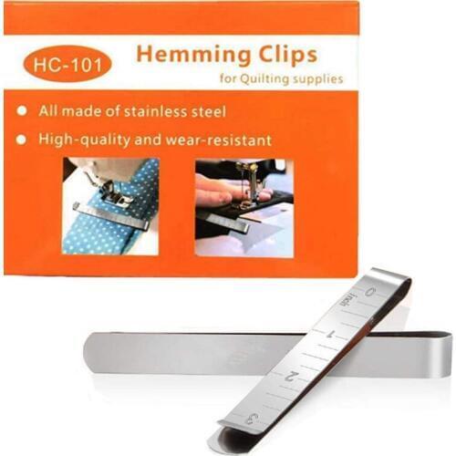 Quilting Supplies Set of 20 Stainless Steel Hemming Clips 3 Inches Measurement Ruler Sewing Clips for Wonder Clips Pinning
