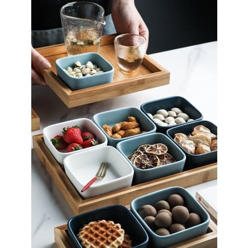 New Nordic style ceramic grid plate snack plate nut plate dried fruit plate sauce plate household fruit snack platter tray