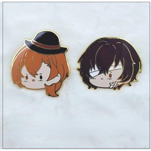 Wholesale Bungo Stray Dogs Nakahara Chuya Dazai Osamu Enamel Anime Badges Brooch Pin Collection Model Toy Limited Cosplay Gift