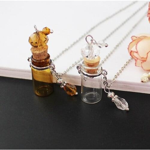 2PCS 22x11mm Mini Bottle Necklace for Woman Perfume oil vials Girl Gift Fashion Jewelry Perfume Bottle Necklace