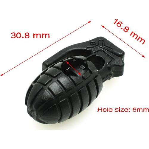 20pcs/pack Grenade Style Plastic Cord Lock Stopper Black For Paracord/Shoe Lace Free Shipping