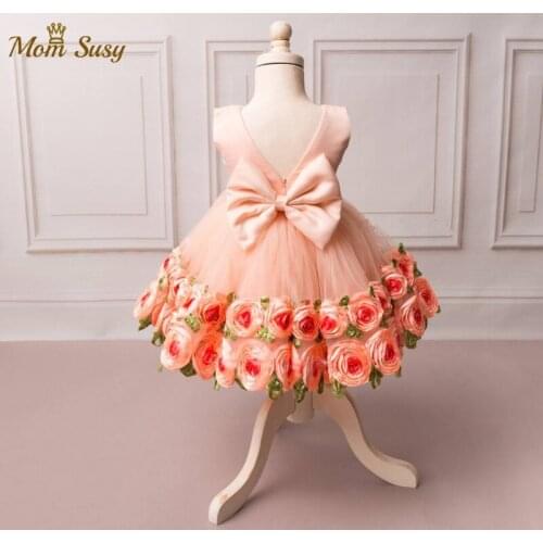 Baby Girl Princess Dress 3D Rose Sleeveless Toddler Girl Summer Flower Tutu Vestido Party Wedding Pageant Birthday Baby Clothes