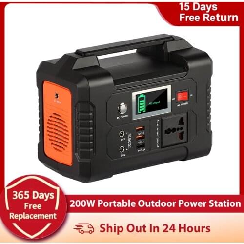 200-240V 200W 40800mAh Portable Power Station Solar Generator Battery Charger Emergency Outdoor Power Supply 151wh Inverter