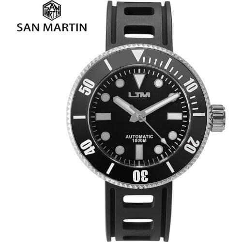 San Martin Diver VS37 Solar Quartz NH35 Stainless Steel Mens Watch Sapphire Glass 1000M Waterproof Integrated Case Back Lume