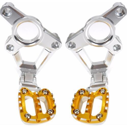 Silver&Gold Billet Aluminum Folding Rear Passenger Bracket With Foot Pegs For 2017-2018 Honda X-ADV X ADV 750