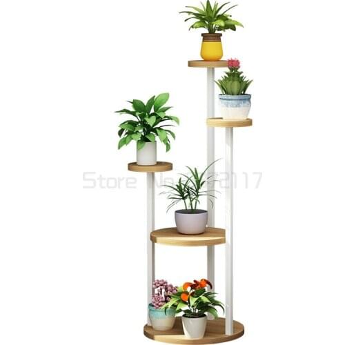 Nordic simple household indoor multi-layer flower rack wooden modern creative green plant pot rack