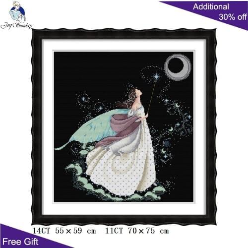 Joy Sunday Full Moon Fariy Home Decoration R937 14CT 11CT Counted and Stamped Fairy Full Stitch Embroidery Cross Stitch kits