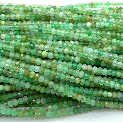 Veemake Chrysoprase Natural Gemstones DIY Necklace Bracelets Ring Faceted Small Rondelle Womens Beads For Jewelry Making 06718