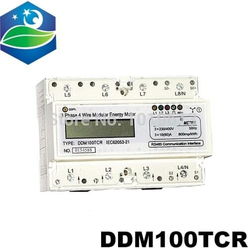 10(60)A 3*230V/400V 50HZ three phase Din rail KWH Watt hour din-rail monitor meter LCD with RS485 modbus