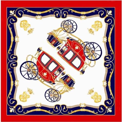 130cm Large Square Scarves Twill Silk Shawls Luxury Carriage print Horse Print Silk Scarf Women Bandana Kerchief Beach Towel