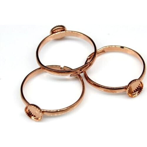 40pcs of 4mm Bezel Cup rose gold plated Ring Blank - Round Cabochon Cab Flatback Flat back glue pad