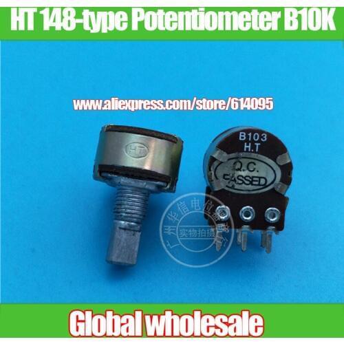 6pcs HT 148-type Double Potentiometer B10K / With Midpoint / Handle Length 15MMF