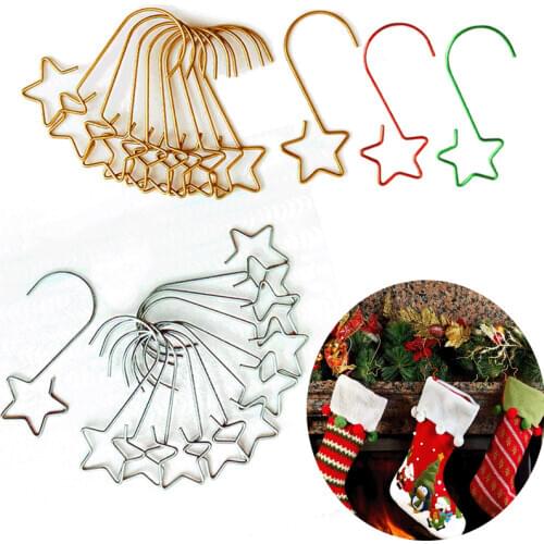 80pcs Five-pointed Star Hardware Hooks Christmas Tree Ornaments Hooks For Socks Balls Dolls And Other Pendants