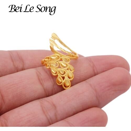 African 24K gold color rings for women wedding Party resizable Couple ring jewellery wedding bridal gifts for girls Womens ring