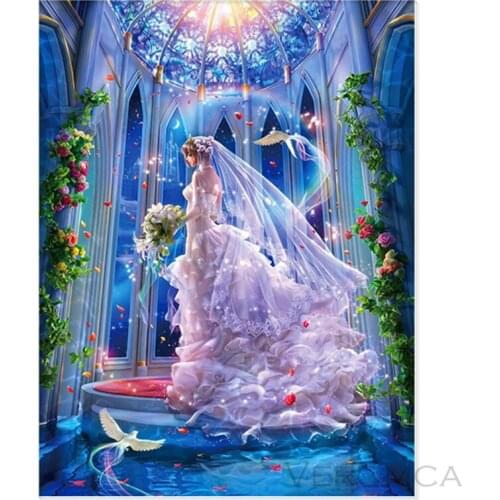 Diamond Paintings Cuadros Cartoon Wedding Girl Embroidery Mosaic Painting By Numbers Crystal Rhinestones Cross-Stitch Accessorie