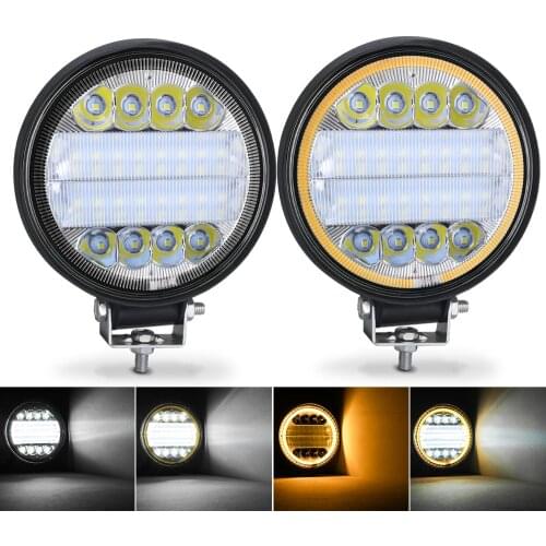 Car Light Assembly 72W 24LED Led Work Lights Round 12V 24V Spot LED Light Bar For 4x4 Offroad ATV UTV Tractor Fog Lamp Yellow