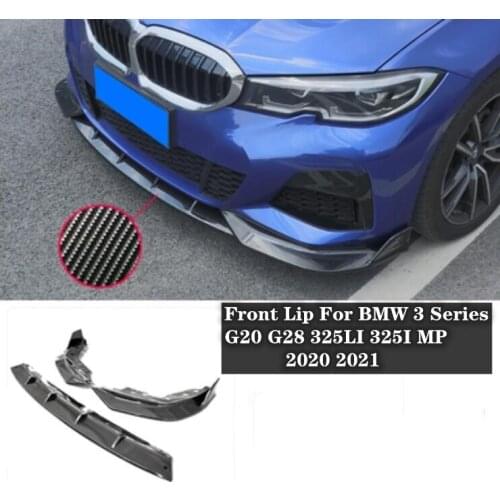 New High quality ABS Black & ABS carbon fibre Bumper Front Lip Protector Cove For BMW 3 Series G20 G28 325LI 325I MP 2020 2021