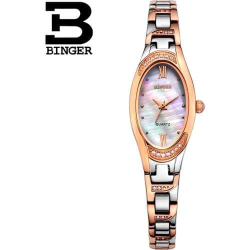 Binger Watches Women Fashion Luxury Watch Quartz Full Rose gold Stainless Steel Wristwatches Waterproof 2017 relogio feminino