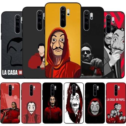 The Paper House Money Heist black soft silicone Luxury Phone Case For Redmi note 9 8 7 Pro S 8T 7A TPU protection Cover shell