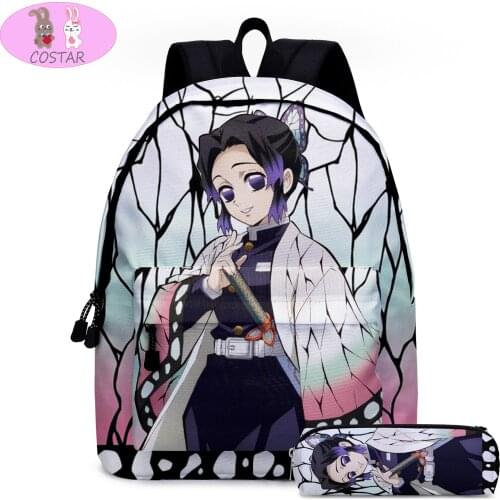 COSTAR Hot Anime Demon Slayer Kimetsu no Yaiba Kocho Shinobu Cosplay Backpack Student School Bag