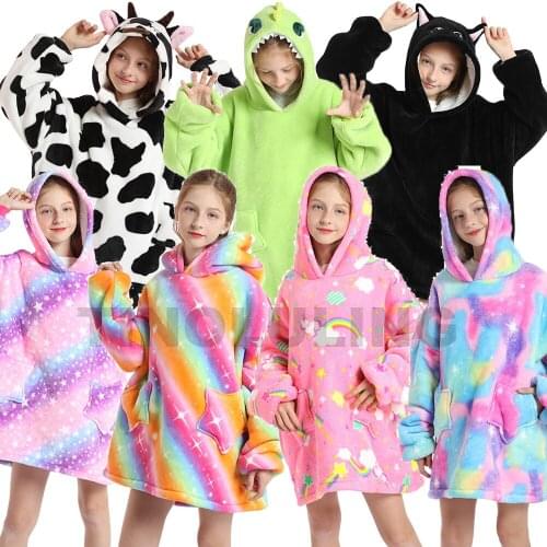 Big Size Animal Cartoon Hoodie Children Huge Size Winter Warm Outwear Kids Oversized Sweatshirts Pullover for 3 to 14 Years
