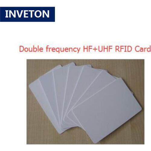 Epc uhf pvc plastic rfid card double frequency ISO18000-6C hf ISO 14443A UHF alien h3 chip+HF Maifare 1k chip access control