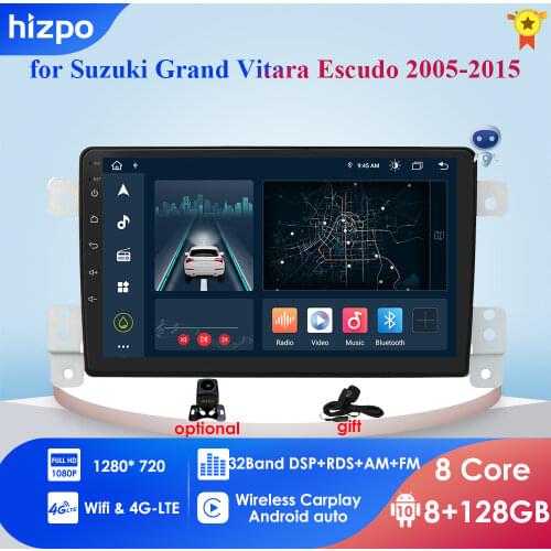 Hizpo Android 10 9" Head Unit For SUZUKI GRAND VITARA/Escudo 2005 2006 2007 2008-2015 Radio Audio Car GPS Multimedia Player 2DIN
