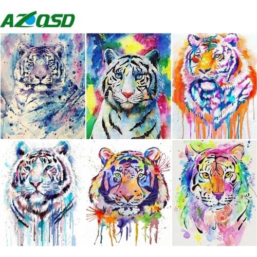 AZQSD Painting By Number Canvas Kits Tiger Handpainted Gift 40x50cm Coloring By Numbers DIY Animal Home Bedroom Wall Artwork