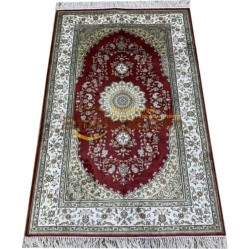 Red Turkish Kashmir Hand Knotted Persian Fine Silk Oriental Area Rug