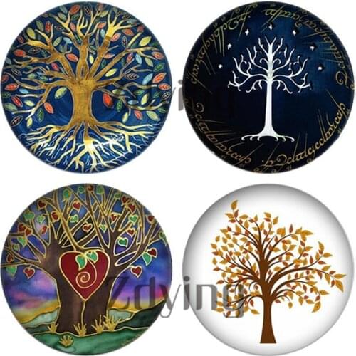 Zdying 10pcs Round Glass Cabochon Life Tree Photo Dome Beads Diy Jewelry Findings For Christmas Tree Necklace Brooch Bracelet