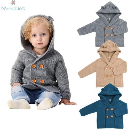 Autumn Kids Coats newborn Solid Hooded jacket for girls Winter Fashion 5 colors Girls Jackets 6m-24m knitted coats outwear 2020