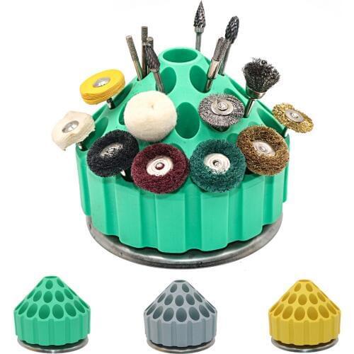 360° Rotary Engraving Tool grinding Head Needle Storage Box Stainless Steel Base 35 Hole Grinding Tool Organizer