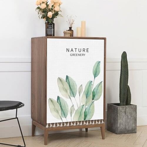 Simple Pattern Polyester Nordic Style Kitchen Cabinet Barrier Dustproof and Non Perforated Velcro Door Cloth Curtain Living