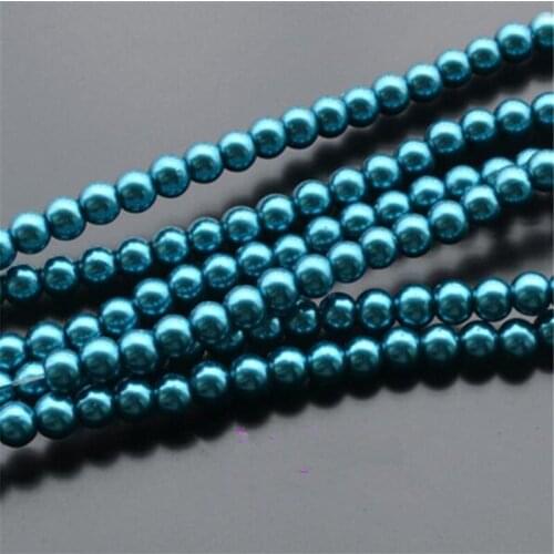Loose 3mm-10mm Peacock Blue Fake Pearl DIY Hand Craft Round Glass Imitation Pearl Beads Clothing&Garment Nail Art Decoration