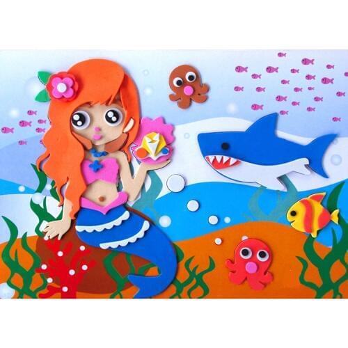 Handmade DIY 3D Children Puzzle Stickers Creative Big Size EVA Sticker Cartoon Animal Educational Toys For Kids Studying