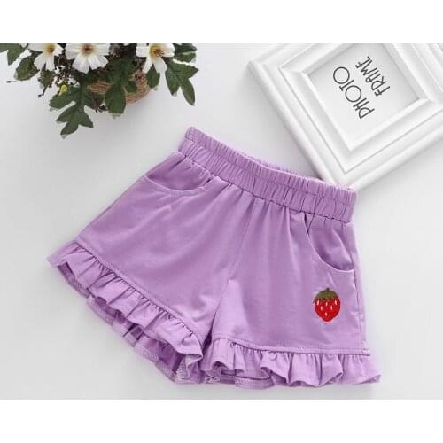 2-7 Years Kids Girls Short Pant Summer Cute Strawberry Print Shorts Girls Cotton Shorts For Children Girls Clothes Bottom Pant