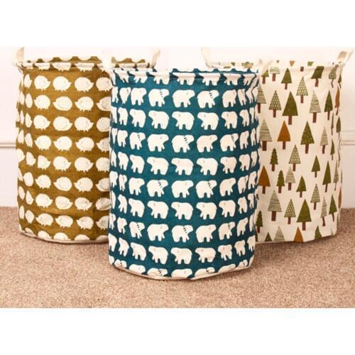 1 PCS/Lot Foldable Laundry Basket Bag Cotton&Linen Hamper Storage Washing Clothes 40cm*50cm/15.7''*19.6