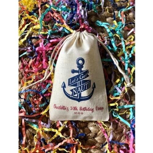 Nautical birthday party Bag 10pcs customize Bachelorette Survival Kit Bags Lets Get Nauti welcome muslin bag hangovers kit bags