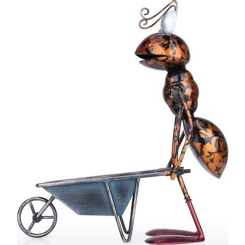 Tooarts 13inch Ant garden decor Iron garden decoration outdoor With Removable Bucket Succulent Flower Pot Trinket Storage