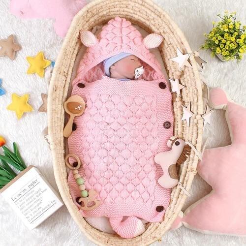 Newborn Swaddle Infant Spring Autumn Knitted Anti-kick Sleeping Bag Baby Boy Girl Cartoon Shape Envelope Sleeping Bag