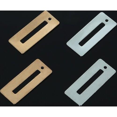 Jewelry Findings Accessories DIY Earring 20x10mm Rectangle Hole 1.2mm Rhodium Plated 6pcs Charms For Earring Necklace Making