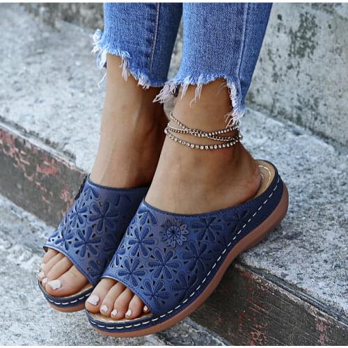Women Sandals New Casual Summer Shoes Women Wedge Heels Sandals Embroidery Wedges Shoes For Women Summer Sandals Female Slippers