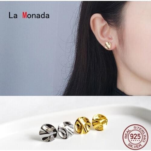 La Monada Stud Earrings For Women Silver 925 Irregular Round Fine Women Earrings Jewelry Stud Earrings 925 Sterling Silver