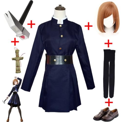 Anime Jujutsu Kaisen Cosplay Costume Adult Yuji Itadori Kugisaki Nobara Prop Hammer Wig Gojo Satoru uniform Contact Lenses Women