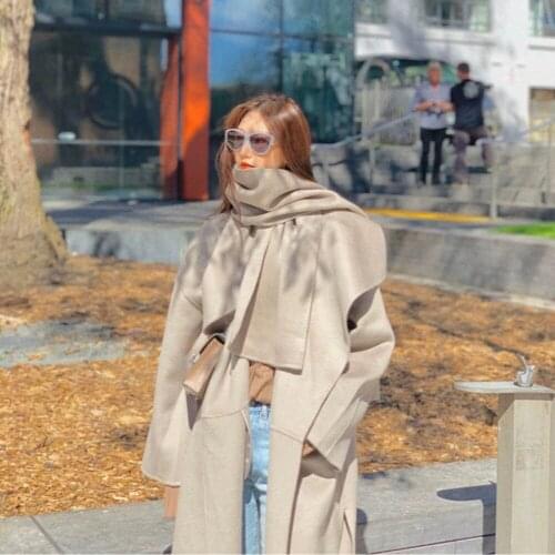 7Evening Top Double-faced Wool 90 Cashmere 10 Ladies Contour Woolen Long Coat - Winter Thicker Sofe Warmer Coat Outerwear